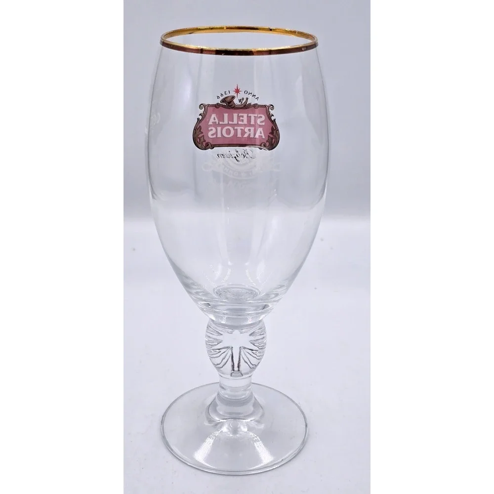 Stella Artois Ritzenhoff 40cl Beer Glass‎ Chalice Gold Rim Belgium Logo 8CT